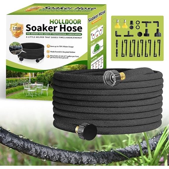 Soaker Hose 100 Ft with Fittings for Garden