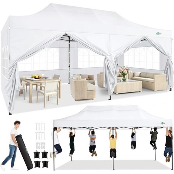 COBIZI 10x20 Waterproof Pop-up Canopy with Sidewalls