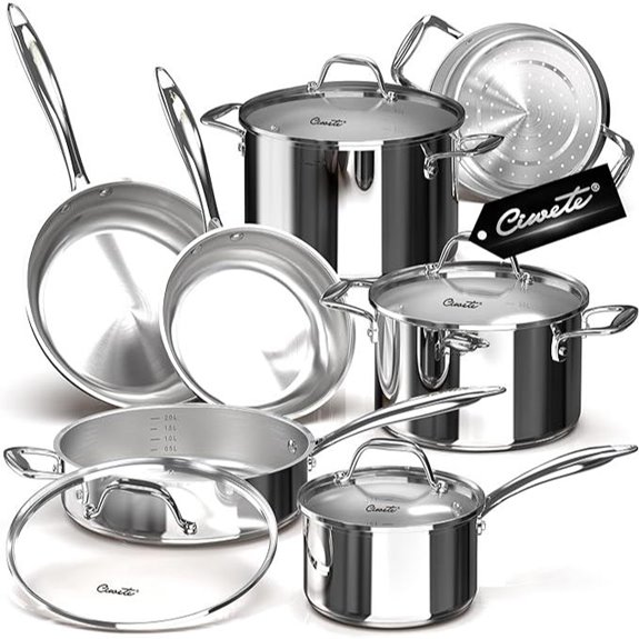 Tri-Ply Stainless Steel Cookware Set (11-Piece)