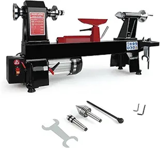 Wood Lathe Machine 12 x 20 inch 5-Speed Stainless Steel