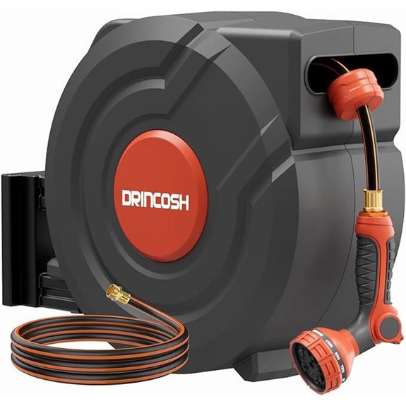 Retractable Garden Hose Reel 130 ft Wall Mount