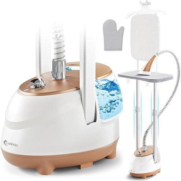 HAPAIS 1800W Garment Steamer with Adjustable Double Rod