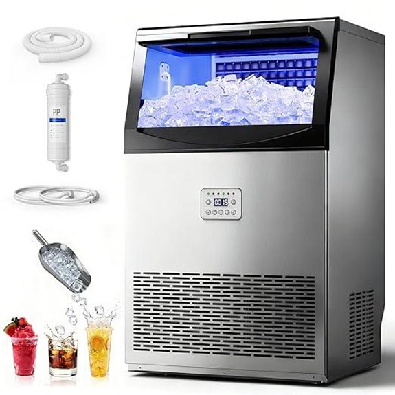 Manastin Commercial Ice Maker 200lbs/24H Self-Cleaning
