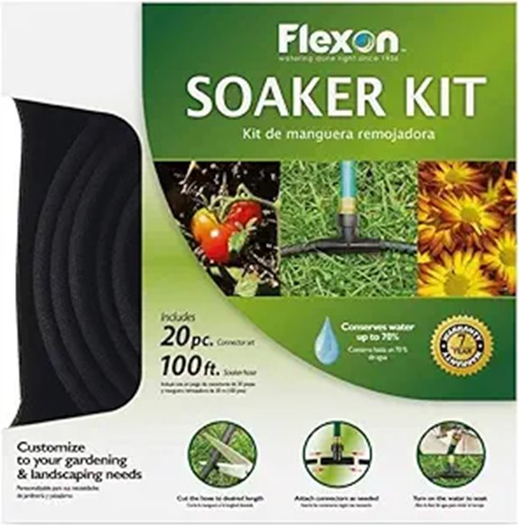 Flexon WS100KITCN 20-Piece Soaker Hose Kit 100 ft Black