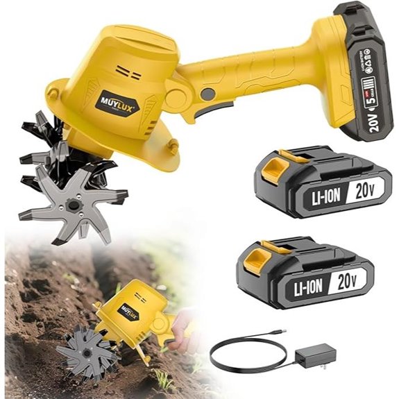 20V Cordless Garden Tiller with Batteries & Charger
