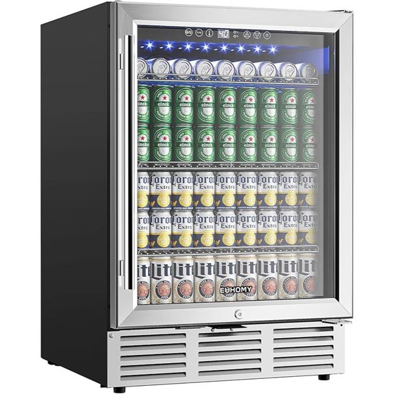 EUHOMY 24-Inch Beverage Refrigerator with Glass Door