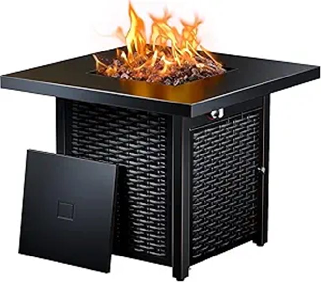 Ciays 28-Inch Outdoor Gas Fire Pit with Lava Rock