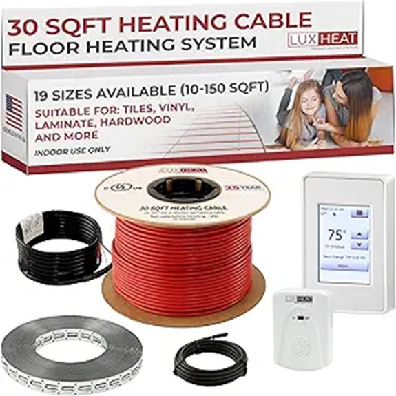 LuxHeat 30sqft Floor Heating Cable Kit with Thermostat