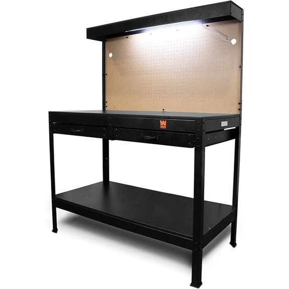 WEN WB4723T 48-Inch Workbench with Power Outlets and Light Black