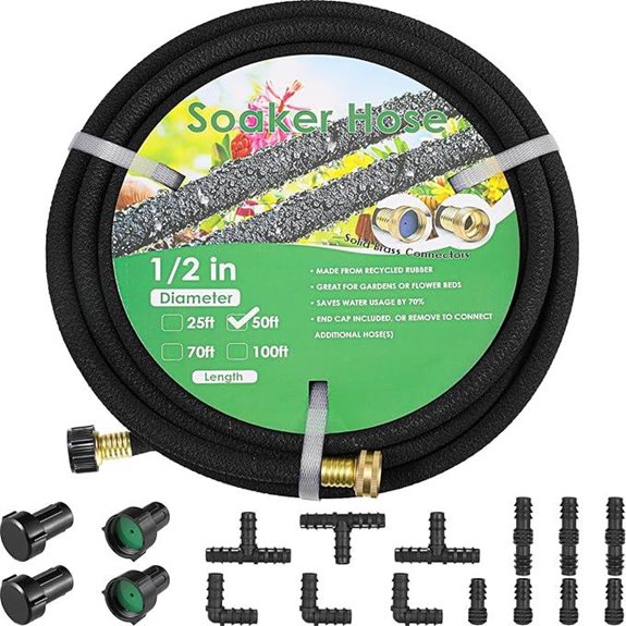 MAMIZO 50ft Soaker Hose Kit with Brass Connectors