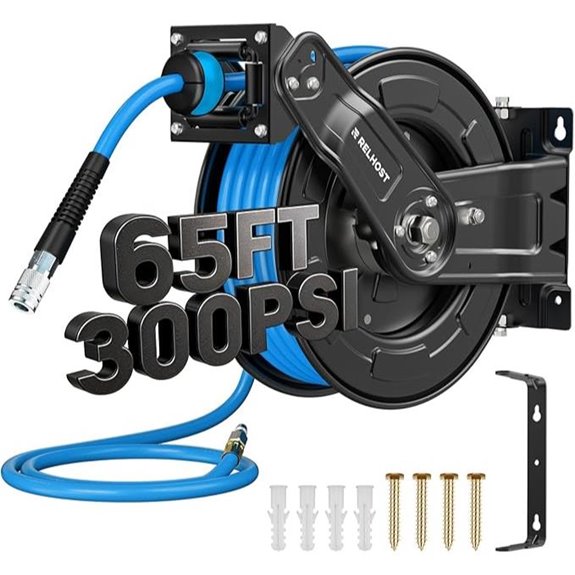Retractable 65ft Air Hose Reel with Auto Rewind