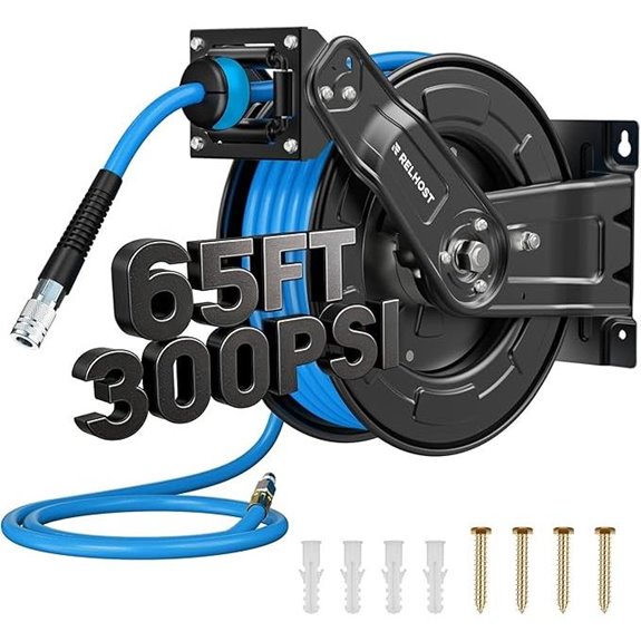 Retractable 65ft Air Hose Reel with Auto Rewind