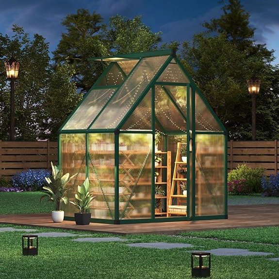 GarveeHome 6x4 ft Outdoor Greenhouse with Lockable Door
