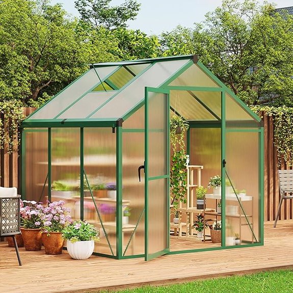 Large 6x6 ft Greenhouse with Aluminum Frame and Vent