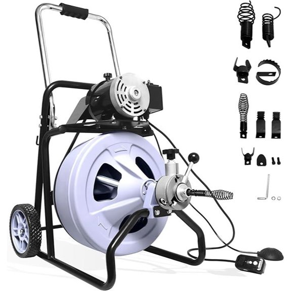 Drain Cleaner Machine 75FT with Auto Feed and Cutters