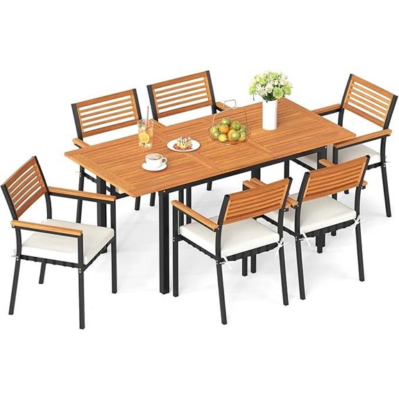 Tangkula 7-Piece Patio Dining Set with Umbrella Hole