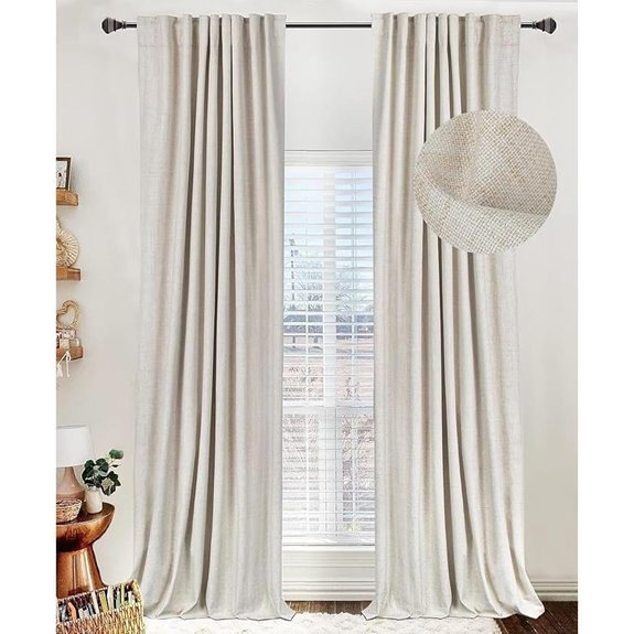 Blackout Linen Curtains 84 Inches Thermal Insulated Set