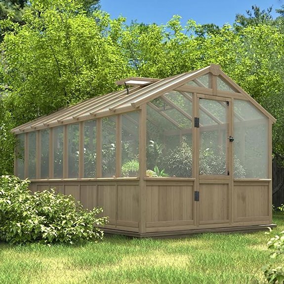 Mupater 8x16 ft Wooden Greenhouse with Vent Door