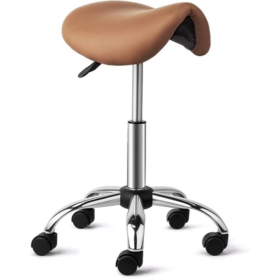 OmySalon Saddle Stool with Wheels Adjustable Brown
