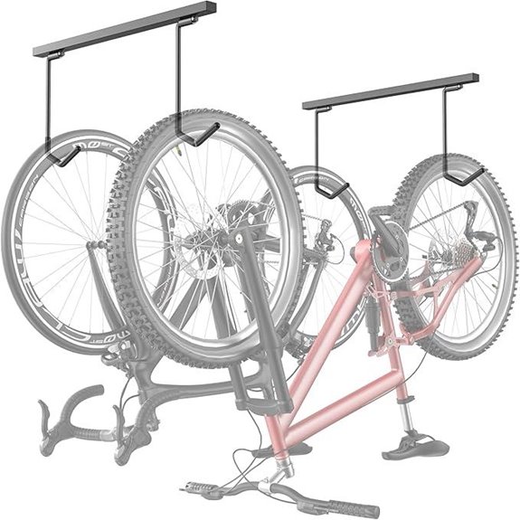 TORACK Ceiling Bike Rack for 2-4 Bikes Adjustable Hooks