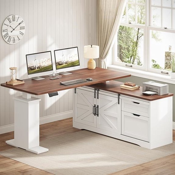 Sedeta 55-Inch Adjustable Farmhouse Corner Desk