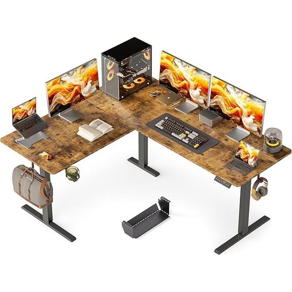 Reversible L-Shaped Standing Desk with Cup Holder