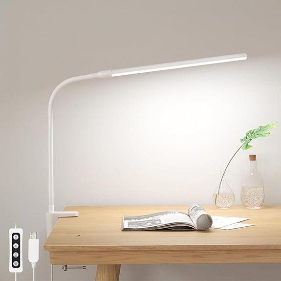 Lepro Clip-On LED Desk Lamp with Dimmable Gooseneck