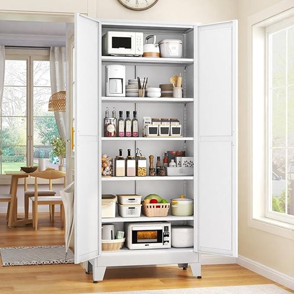 75.2 Metal Kitchen Pantry with Adjustable Shelves