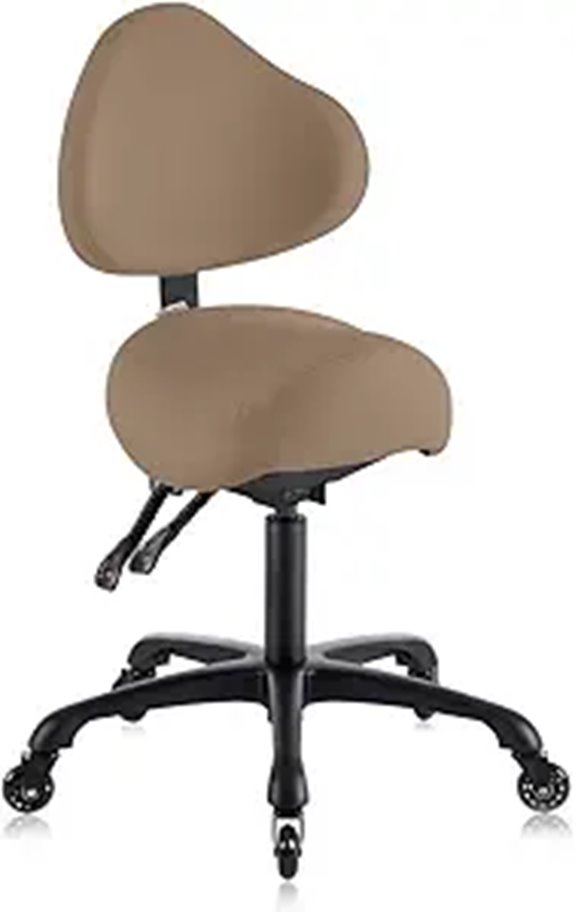Pneumatic Swivel Saddle Chair with Back Support