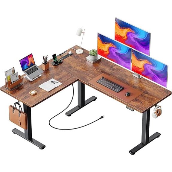 Huuger L-Shaped Adjustable Standing Desk with Power