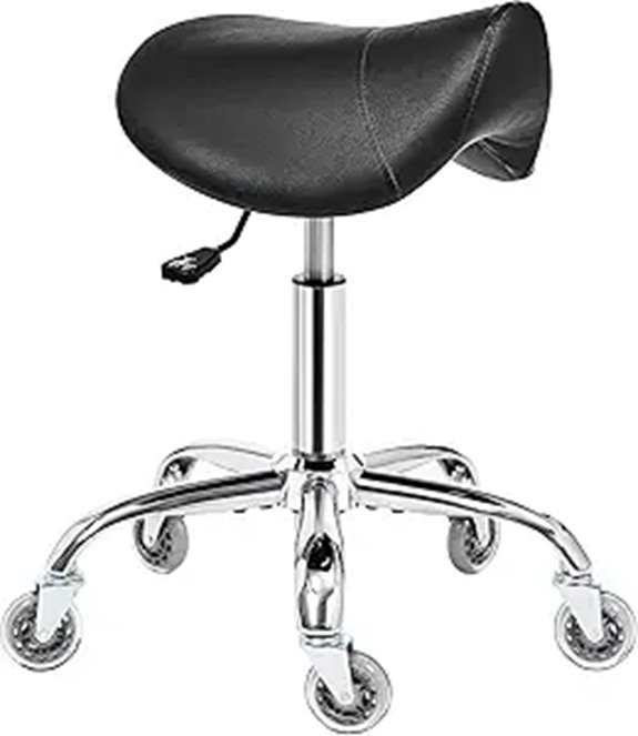 BEWISHOME Adjustable Swivel Saddle Stool with Wheels