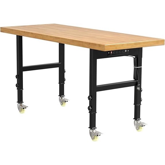 Heavy-Duty Adjustable Workbench with Wheels and Power