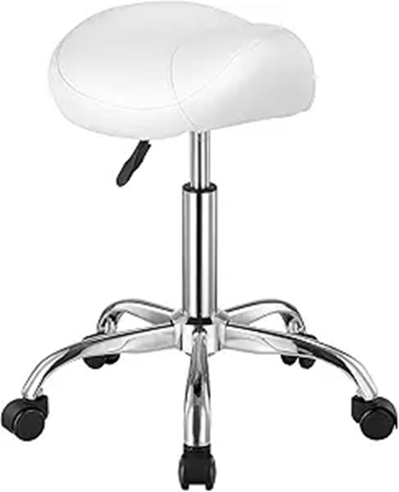VEVOR Saddle Stool with Wheels Adjustable White