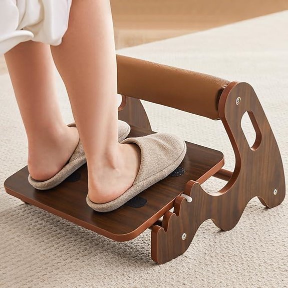 Adjustable Wooden Footrest for Desk Anti-Slip Surface