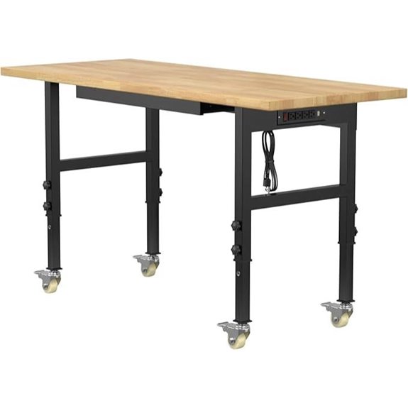 Heavy-Duty Adjustable Workbench with Power Strips