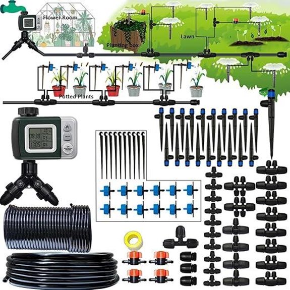 Drip Irrigation Kit with Water Timer and Spray