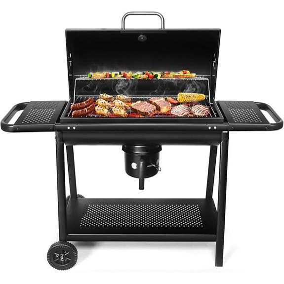 Realcook BBQ Barrel Charcoal Grill with Side Tables