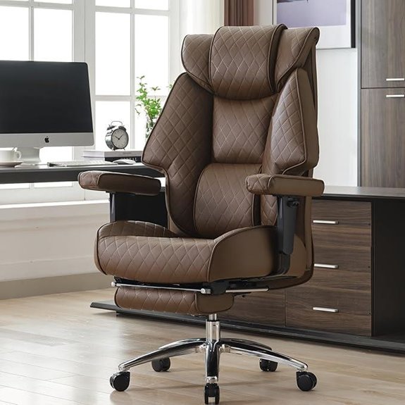 Big & Tall Office Chair with Footrest Ergonomic Brown