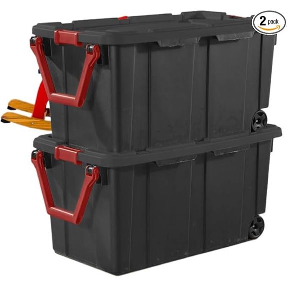 Set of 2 Black 40-Gallon Plastic Totes with Wheels