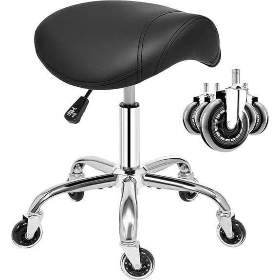 ANWBROAD Adjustable Saddle Stool with Wheels Black