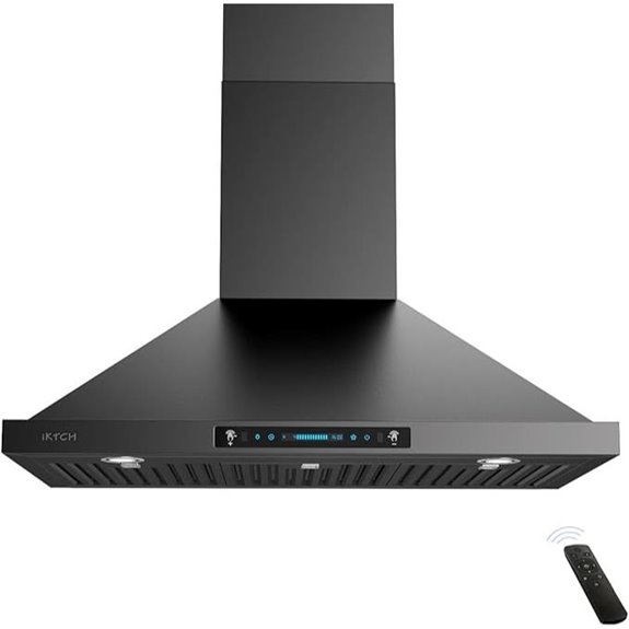 IKTCH 30 Black Wall Mount Range Hood with Lights