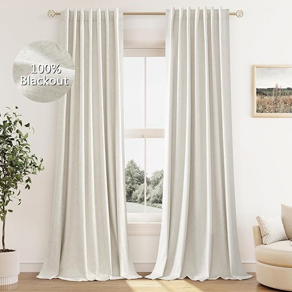 Guken Linen Blackout Curtains 84 Inch 2 Panels