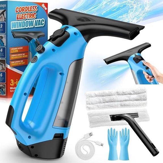 Rechargeable 3-in-1 Window Vacuum Cleaner (Blue)