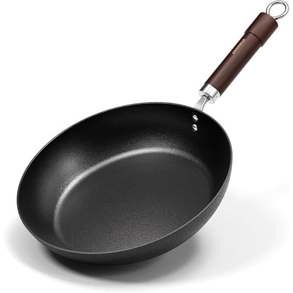 Carbon Steel 11-Inch Frying Pan with Wooden Handle