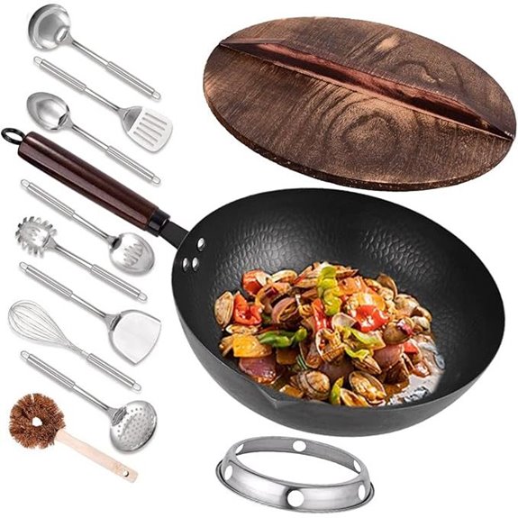 12.8 Carbon Steel Wok Set with Accessories