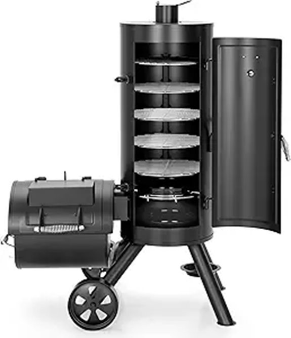 Captiva Charcoal Vertical & Offset Smoker Grill Combo