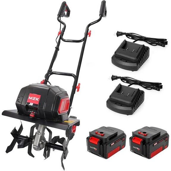 MZK 40V 12-Inch Cordless Garden Tiller (2 Batteries)