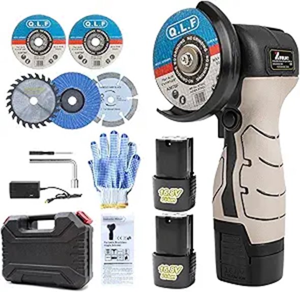 Cordless Angle Grinder Kit with Batteries and Discs