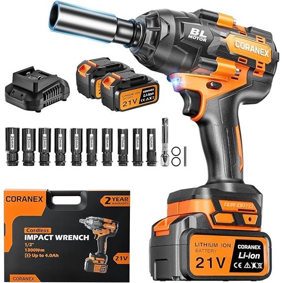 Cordless Impact Wrench 1300N.m with Batteries