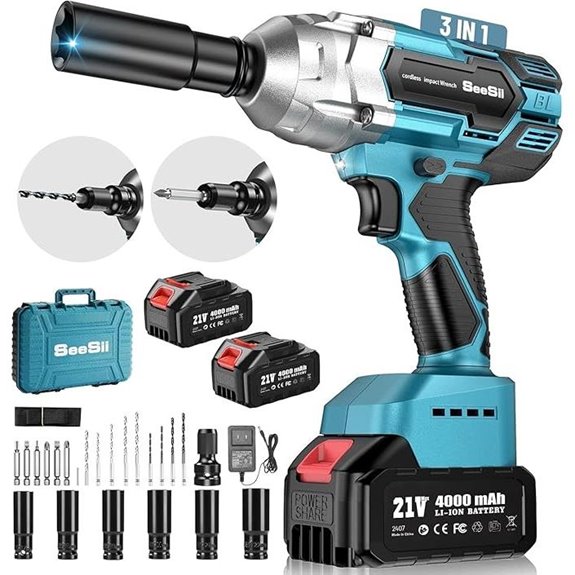 Seesii Cordless Impact Wrench Kit with 2 Batteries